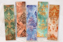 Watercolor and Copper Damask PNG Bookmark Sublimation Design Product Image 2