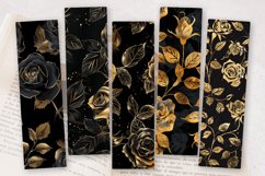 Black and Gold Roses PNG Bookmark Sublimation Designs Product Image 2