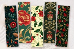 Red Green &amp; Gold Cute Floral PNG Bookmark Sublimation Design Product Image 2