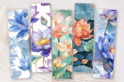Watercolor Lotus Floral PNG Bookmark Sublimation Design Product Image 2