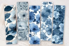 Dusty Blue Flowers PNG Bookmark Sublimation Designs Product Image 2