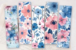 Pink &amp; Blue Flowers PNG Bookmark Sublimation Designs Product Image 2