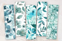 Watercolor Teal Pastel Floral PNG Bookmark Sublimation Desig Product Image 2