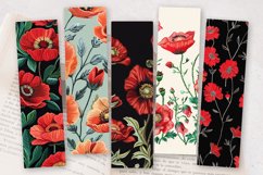Poppy Flowers Embroidery PNG Bookmark Sublimation Designs Product Image 2
