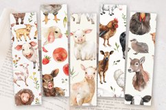 Watercolor Farm Animals PNG Bookmark Sublimation Design Product Image 2