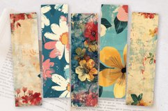 Retro Grunge Paint Flowers PNG Bookmark Sublimation Designs Product Image 2
