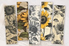 Vintage Newsprint Sunflowers PNG Bookmark Sublimation Design Product Image 2