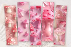 Pink 3D Mushrooms PNG Bookmark Sublimation Designs Product Image 2