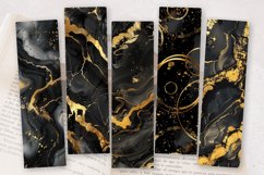 Black &amp; Gold Alcohol Ink PNG Bookmark Sublimation Designs Product Image 2