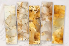 Luxury Gold Alcohol Ink Flowers PNG Bookmark Sublimation Des Product Image 2