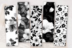 Black &amp; White Floral PNG Bookmark Sublimation Designs Product Image 2