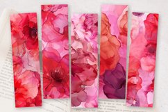 Pink &amp; Red Alcohol Ink Flowers PNG Bookmark Sublimation Desi Product Image 2