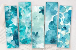 Turquoise Watercolor Flower PNG Bookmark Sublimation Designs Product Image 2