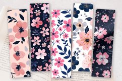 Pink &amp; Navy Cute Flowers PNG Bookmark Sublimation Designs Product Image 2