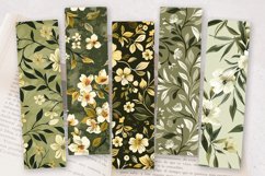 Olive Floral Print Fabric PNG Bookmark Sublimation Design Product Image 2