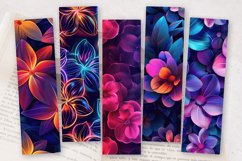 Luxury Disco Neon Flowers PNG Bookmark Sublimation Designs Product Image 2