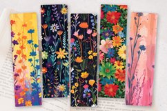 Rainbow Wildflowers PNG Bookmark Sublimation Designs Product Image 2