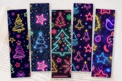 Neon Christmas tree PNG Bookmark Sublimation Design Product Image 2