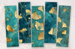 Teal and Gold Ginkgo PNG Bookmark Sublimation Design Product Image 2