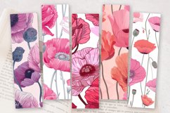 Pink Poppy Garden PNG Bookmark Sublimation Design Product Image 2