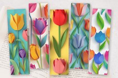Colorful Paper Tulip Flower PNG Bookmark Sublimation Designs Product Image 2