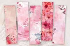 Pink Watercolor Flowers PNG Bookmark Sublimation Designs Product Image 2