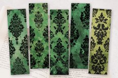 Green and Black Damask PNG Bookmark Sublimation Design Product Image 2