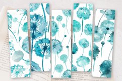 Watercolor Teal Dandelions PNG Bookmark Sublimation Designs Product Image 2