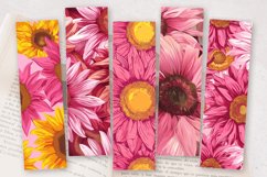 Pink Floral Sunflower PNG Bookmark Sublimation Design Product Image 2