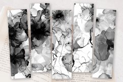 Black &amp; White Alcohol Ink Floral PNG Bookmark Sublimation De Product Image 2