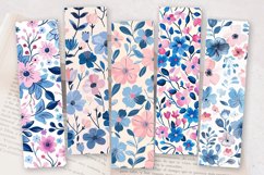 Pink &amp; Blue Cute Floral PNG Bookmark Sublimation Designs Product Image 2