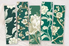 Ivory Floral on Emerald PNG Bookmark Sublimation Design Product Image 2