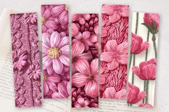 Pink Knitted Flowers PNG Bookmark Sublimation Designs Product Image 2