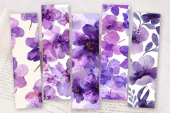 Purple Watercolor Flowers PNG Bookmark Sublimation Designs Product Image 2