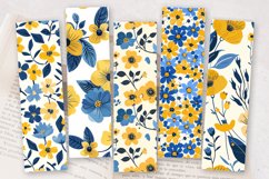 Yellow &amp; Blue Cute Flowers PNG Bookmark Sublimation Designs Product Image 2