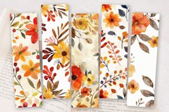 Watercolor Autumn Flowers PNG Bookmark Sublimation Designs Product Image 2