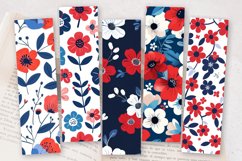 Red Blue &amp; White Cute Flowers PNG Bookmark Sublimation Desig Product Image 2