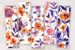 Purple Orange Watercolor Floral PNG Bookmark Sublimation Des Product Image 2