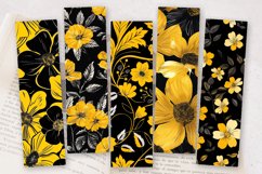 Black &amp; Yellow Flowers PNG Bookmark Sublimation Designs Product Image 2