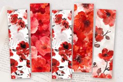 Red Watercolor Flowers PNG Bookmark Sublimation Designs Product Image 2
