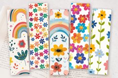 Cute Rainbow Flowers PNG Bookmark Sublimation Designs Product Image 2