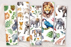 Watercolor Zoo Animals PNG Bookmark Sublimation Design Product Image 2