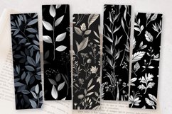 Black Floral Leaves Herbs PNG Bookmark Sublimation Designs Product Image 2