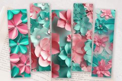 Pink &amp; Teal 3D Flowers PNG Bookmark Sublimation Designs Product Image 2