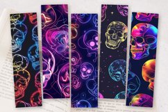 Neon Skulls Halloween PNG Bookmark Sublimation Design Product Image 2