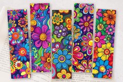 Rainbow Hippie Flowers PNG Bookmark Sublimation Designs Product Image 2