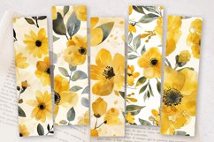 Yellow Watercolor Flowers PNG Bookmark Sublimation Designs Product Image 2