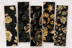 Black and Gold Roses PNG Bookmark Sublimation Designs Product Image 2