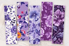 Purple Floral Print Fabric PNG Bookmark Sublimation Design Product Image 2