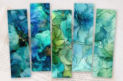 Blue Green Alcohol Ink Flower PNG Bookmark Sublimation Desig Product Image 2